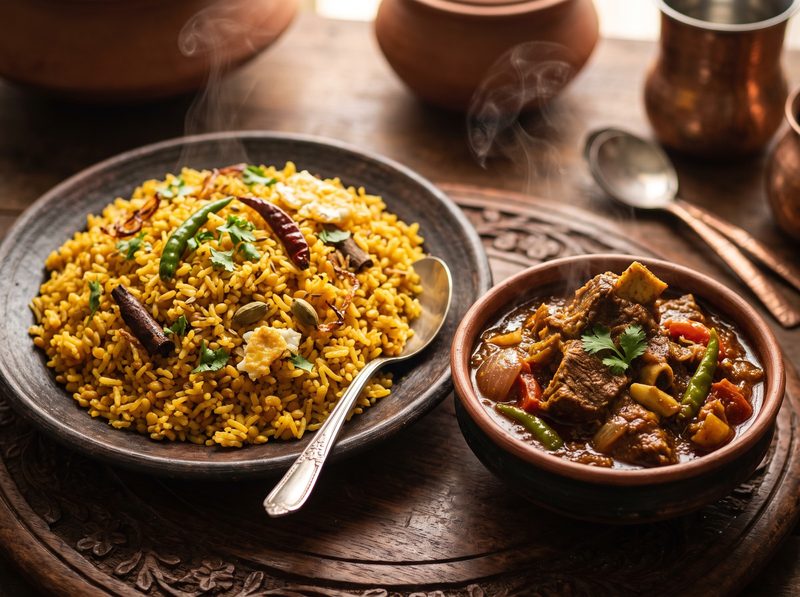 Bhuna Khichuri + Meat Curry